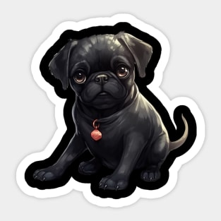 Black Pug Dog Sticker